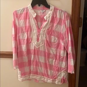 Crown & Ivy pink & White checked blouse size M